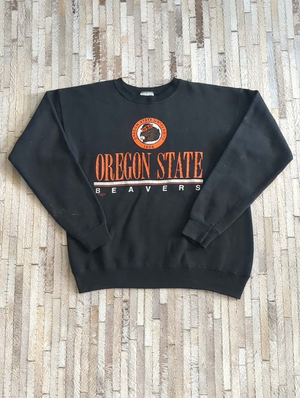 Vintage Lee 80s Oregon State University Beavers Crewneck Black Sweatshirt Sz M